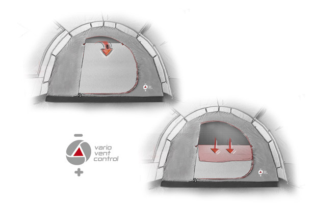 470 x 230/210 x 190/150 cm High Peak Como 4 Family Dome Tent-Light Dark Grey/Red 
